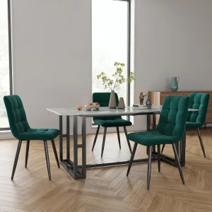 4 Piece Comanlai Dining Chair Velvet Upholstered Chair Metal Frame High Capacity Chair Set For Dining Room Living Room ﻿