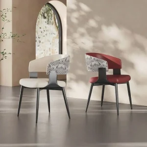 Minimalist Dining Chair Furniture PU Leather and Carbon Steel Frame Chair for Home Kitchen Island Hotel and Office Furniture