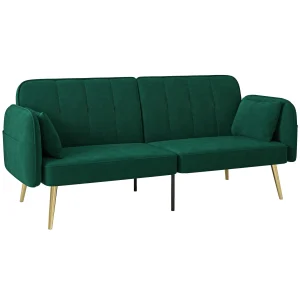 HOMCOM sofa 2 seater sofa-bed sofa Click Clack in fabric velvet with adjustable back and cushions for living room