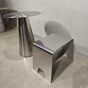 Stainless Steel Round Coffee Table for Milk Tea Shop Commercial Furniture Luxury Designer Side Table Creative Home Dining Stool