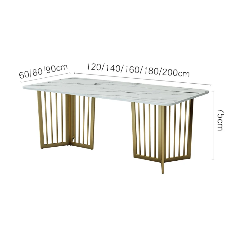 Luxury Dining Room Furniture Dining Table and Chair Set with Gold Stainless Steel Frame and Leather Fabric Chairs - Image 6