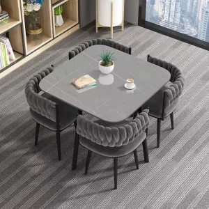 -+Light Luxury Extendable Foldable Hotel Casual 1 Table 4 Chair Round Square Modern Minimalist Home Furniture Dining Table Set