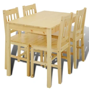 Wooden dining table with 4 chairs Natural Modern dining room sets Sturdy multiplayer table with chairs Decorative Furniture