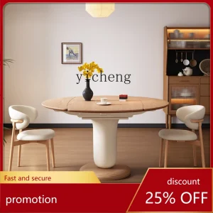 CZ Solid Wood Multifunctional Folding Dining Table and Chair Set Extendable Dining Table for Home Use
