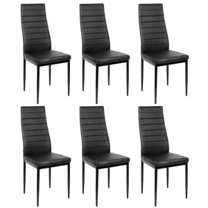 Set of 6 Dining Chairs, Upholstered Kitchen Chairs with High Backrest, Ergonomic Faux Leather Chair, for Dining Room, Office