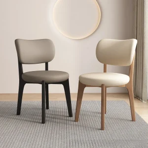 Modern minimalist solid wood dining chairs, household restaurant hotel chairs, upholstered back chairs, and sheep horn chairs