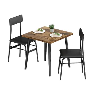 Small Dining Table Set for 2, Wood Kitchen Table with 2 Upholstered Chairs,Kitchen and Dining Room Furniture for Small Spaces